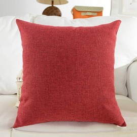 Khooti Jute Cushion Cover, 24x24 (Red) (Pack of 1)
