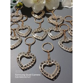 Unbranded 12 GOLD FIRST COMMUNION WEDDING CRYSTAL HEART FAVORS KEYCHAIN BAUTIZO RECUERDOS