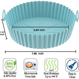 Air Fryer Silicone Liners,MRKTAO 2 Pack Reusable Non-Stick Air Fryer Silicone Pot,Food safe Heat Resistant Easy Cleaning,Thickened Round Air Fryer Basket for 3 to 5 Qt for Oven Air Fryer Accessories