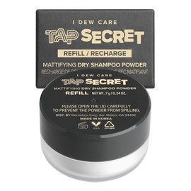 I DEW CARE Tap Secret Dry Shampoo Powder with Biotin Refill - Tap Secret Original | Strengthening & Volumizing, Powder Type, Refillable, Travel size, Non-aerosol, Brunette, Korean Ginseng, 0.24 Oz