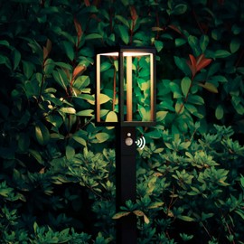 Inowel Solar Landscape Path Lights 24in Outdoor Waterproof Modern Driveway Lights,LED Motion Sensor Garden Lamp Bollard Light 3000K 600LM for Walkway Yard Patio Lawn,Black