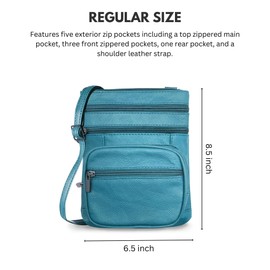 Ciana - Bolso cruzado de piel genuino para mujer, bolso de hombro para mujer, bolso suave, verde azulado