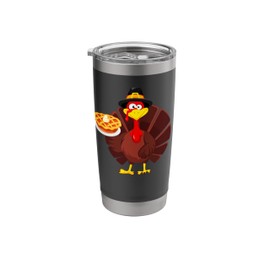 Turkey Pilgrim & Pumpkin Pie Thanksgiving Harvest Festival Stainless Steel Insulated Tumbler