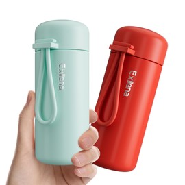 Mini Water Bottles 5oz Pack of 2, Small Insulated Water Bottles for Hot&Cold Drinks, Small Thermos with Carry Handle - 100% Leakproof Perfect for School, Travel...(Mint+Red)