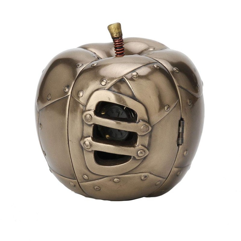 Veronese Design 3.5 Inch Steampunk Mechanicus Apple Clock Antique Bronze