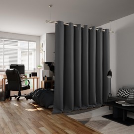 BGment Extra Long Curtain 120 Inch Long for Patio Sliding Glass Door, Blackout Room Divider Curtain Privacy Noise Reduce for Room Separation, 1 Panel, 100 x 120 Inch, Dark Grey