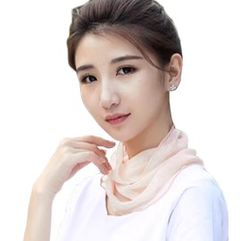 Muzly 100% Silk Neck Warmer, Neck Cover, Women's Neck UV Protection, Sun Protection, For Summer, Smooth, light pink