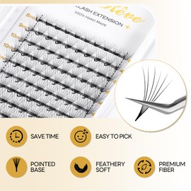 Premade Fans Eyelash Extensions 6D 8D 10D 12D Lash Fans Thickness 0.07 D Curl Volume Lash Extension Eyelashes Handmade Pre Made Fans 8-15mm Mixed Length (6D-0.07-D-8-15mm)