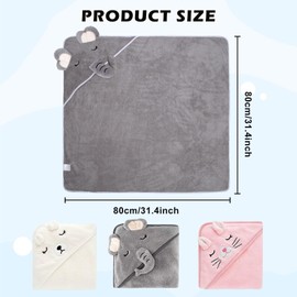 BORDEAG Baby Hooded Towel, Pack of 3 Hooded Towels, Baby Bath Towel Made of 100% Coral Fleece, Baby Towel with Hood 80 x 80 cm, Super Absorbent Hooded Bath Towel, for Newborns, Babies 0-2 Years