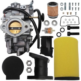 YJGZSVK Carburetor For Yamaha Kodiak 400 YFM400 1993-1998 Big Bear 4WD YFM350FW 1987-1998 YFM350ER Moto-4 1987-1995 Replaces 4GB-14101-00-00 2HR-14101-01-00 Intake Manifold Air Filter Oil Filter