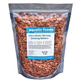 Aquatic Foods Inc. Ultra Multi-Shrimp 12mm - 1/2" Sinking Wafers of 10-Types of Shrimp. Ideal for Plecos, Shrimp, Snails, Crabs, Bottom Fish, All Herbivorous and Omnivorous Tropical Fish...3-lb Bag