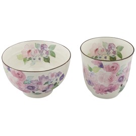 Yamashita Kogei 45015450 Gift Set, Pink, 8.9 x 5.3 x 3.5 inches (22.7 x 13.5 x 8.8 cm), Rice Bowl Cup with Tenpo Chopsticks