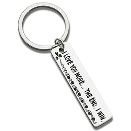 ZYSSXNDM Couple Keychain Valentine’s Day Gifts for Him Her Funny Keyring Gifts Christmas Keychains- I Love You More The End I Win
