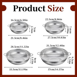4 Pack Stainless Steel Colander Strainer Set Metal Colander with Handle, Mesh Strainer Net Baskets Dishwasher Safe for Kitchen Strain, Drain, Rinse or Steam Draining Pasta Rinsing Vegetables Fruits
