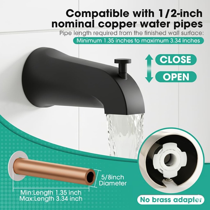 Shower Faucet Set Matte Black, Shower Valve Kit with Bathtub