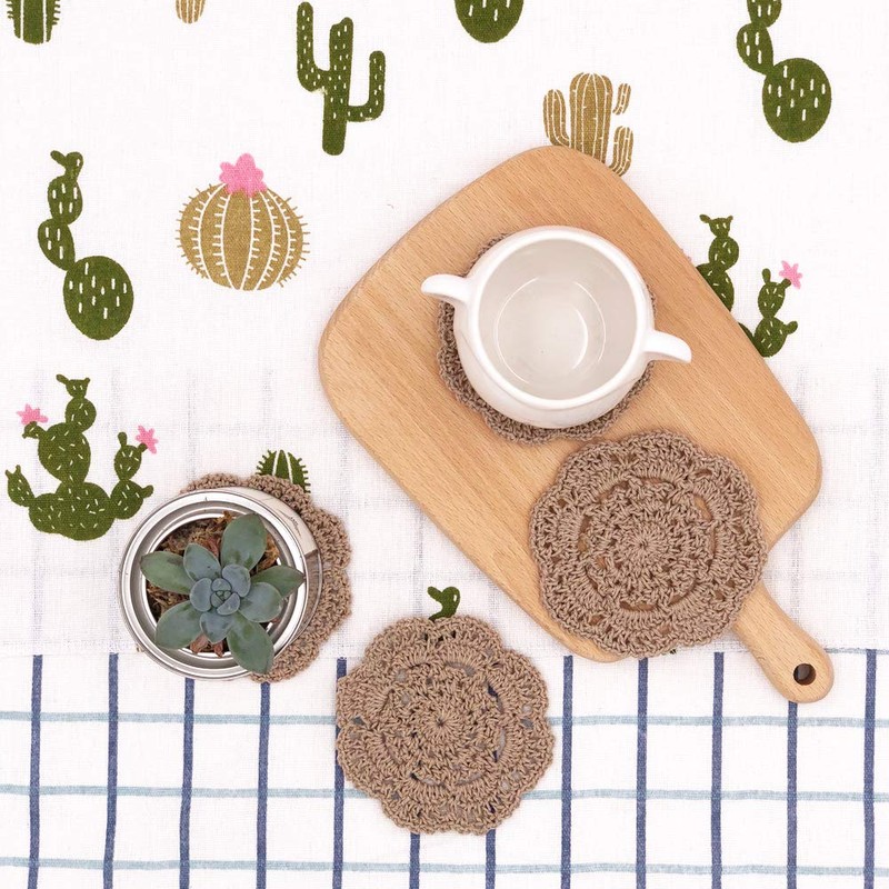 Phantomon Lace Round Crochet Doilies Handmade Coasters, 4-Inch, Pack of