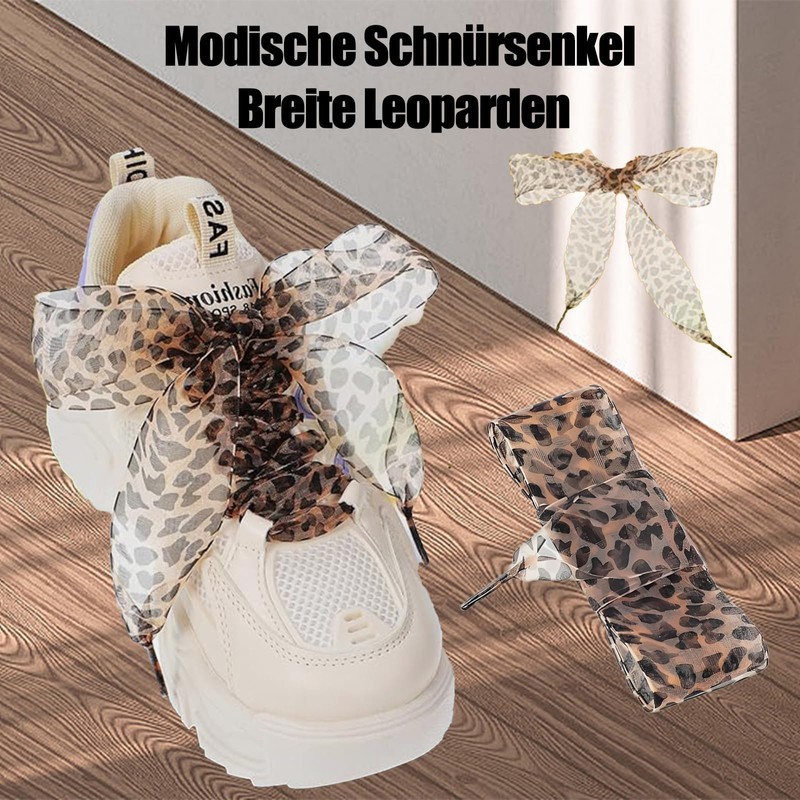 oooaooo 4 Pairs of Shoe Laces, Leopard Shoe Laces, Satin