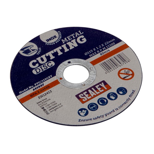 Sealey Ø115 x 1.2mm Cutting Disc Ø22mm Bore - Pack