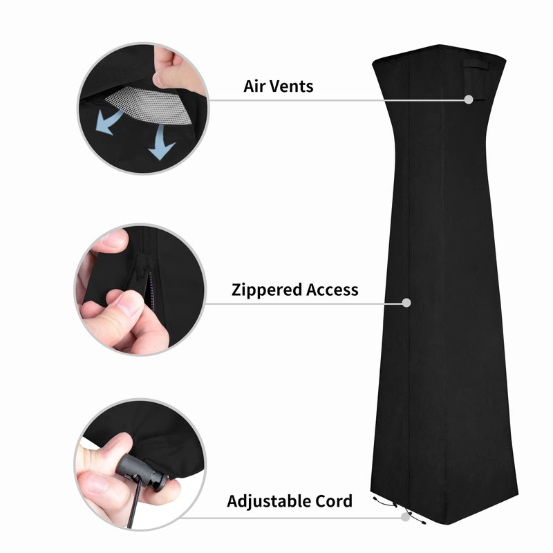 Easy-Going Pyramid Torch Patio Heater Cover with Zipper and Storage