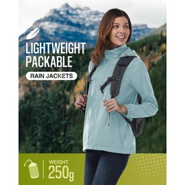 33,000ft Women's Rain Jacket Waterproof Lightweight Packable Raincoat with Hood for Golf Hiking Travel Windbreaker