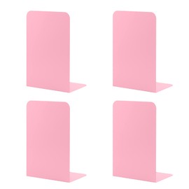 MSDADA Metal Bookends, L, 102 x 203 x 135 mm, 2 Pairs CD Book Stands, Children, Bookcase for School, Home, Office, Library, Decorative (Pink)