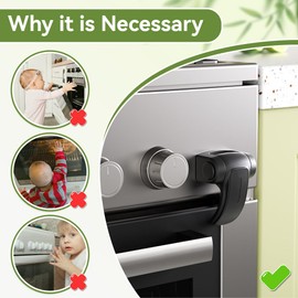 SAFELON Baby Safety Oven Door Lock, Kitchen Safety Locks for Babies, Childproof Oven Locks for Kids, Heat-Resistant, No Screws & Drilling (Black, 1 PCS)