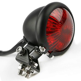 Yibid Black Motorized Bike Fender Taillight Motorcycle Red lens LED Brake Stop Lamp Running Rear Tail Light Replacement for Chopper Bobber Cafe Racer Old School Bobber Touring Sports Dirt Bike