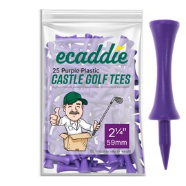 ECADDIE Purple 59mm Plastic Castle Graduated Golf Tees (25 Pack)