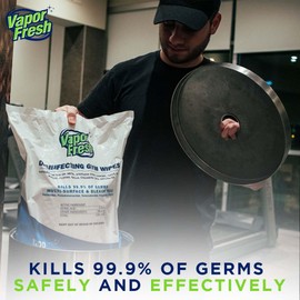 Vapor Fresh Disinfecting Gym Wipes for Equipment - Plant Based Disinfectant Wipes Bulk Refill Rolls (4,800 Count - 4 Rolls of 1,200 Wipes)