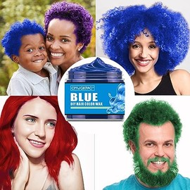 CMWGKBC 4 Colores Cera Temporal de Color de Cabello para Niños y Adolescentes, Cera de Color de Cabello Verde, Rojo, Azul, Morado, A prueba de manchas, Suave y fácil de usar, Nutritivo, 4 onzas
