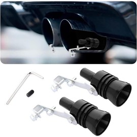 2PCS Car Turbo Whistle - Aluminum Alloy Car Exhaust Whistle with Cool Turbo Sound - Universal XL Size Car Exhaust Sound Booster Turbo Whistles for Your Exhaust System (Black) - Color: Silver