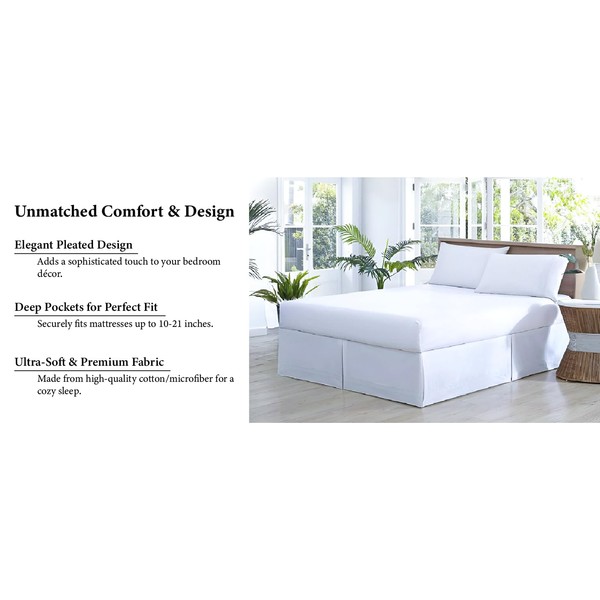 Box Pleated Styling Dust Ruffled|Easy Fit Tailored Drop|Luxury Bedding Wrinkle,