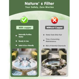 Bird Bath Copper Disk, 99.99% Pure Copper Cleaning Disk with Triple-Point Support for Physical Safe Clean Water All-Season, Universal Fit for Outdoor Birdbaths, Bowl