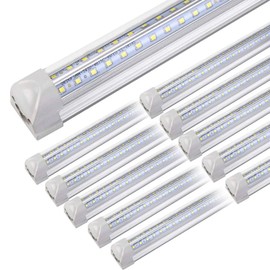 10Pack 4FT LED Shop Light - 50W 8000LM 6500K Linkable Clear Cover T8 LED Tube Light for Workshop, Warehouse, Basement - Plug and Play