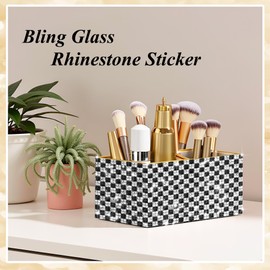 JOTINEL Bling Rhinestone Sticker, Black Glass Gems Crystal Tape, 9.4 x 7.9 Inch Self Adhesive Rhinestone Sheet Sticker Diamond Ribbon for DIY Crafts Car Wedding Christmas Party Decorations (Black)