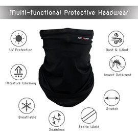 Allextreme Neck Gaiter Super Soft and Breathable Headband Cloth Face Mask, Black, Standard