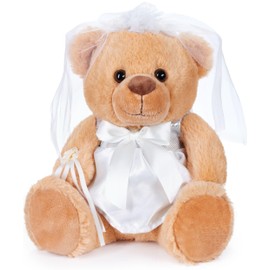 BRUBAKER Teddy Bear Bride Couple - 25 cm Teddy Set in White Wedding Dresses - Gift for Wedding and Engagement - Wedding Gift for Women - Cuddly Toys Women Couple