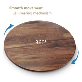 MAGIGO 27 Inches Black Walnut Wood Lazy Susan Organizer, Solid Wooden Round Turntable, Rotating Tray for Table Top/Counter Top