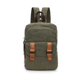 Arbag Small Cute Backpack Vintage Casual Canvas Shoulder Bag Daypack (Army green)