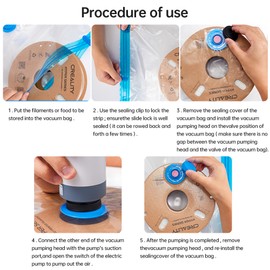 Creality 3D Printer Filament Electric Pump and Compression Storage Bag Vacuum Sealing Dry Bags for PLA ABS Nylon Wood TPU Safekeeping Humidity Resistant 8PCS Reusable Dry Pouch 40 x 40cm with Sealing Clip & Desicant