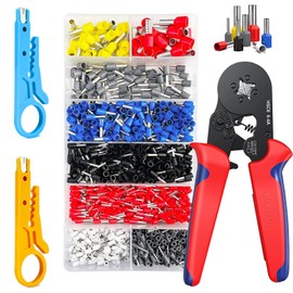 FZYCOM Crimping Pliers with 1200 Ferrules and 2 Pieces Wire Stripper, Wire End Ferrules, Electric Terminal Crimping Pliers, Cable Lug 0.5-10 mm² (AWG 22-7), Crimping Pliers, Crimping Pliers