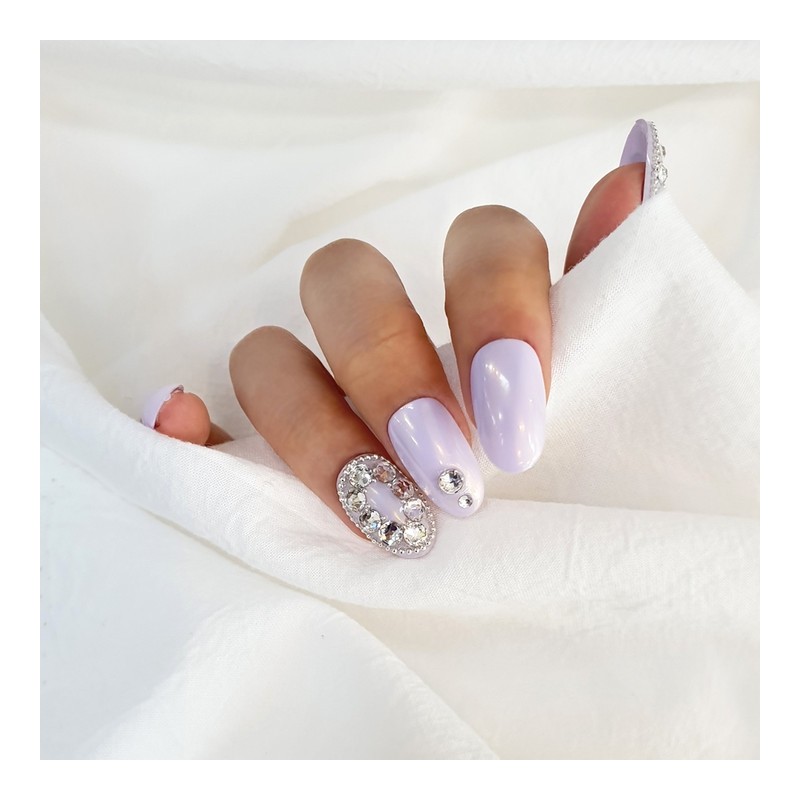 Powder Chain Ball Stone Handmade Nail Tip - Oval /