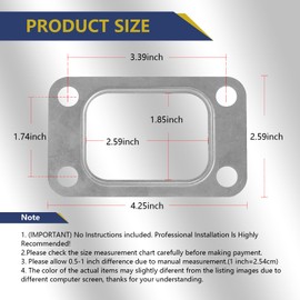 icykale 2 PCS Turbocharger Intake Hose Gasket, 4.25" x 2.6" 4 Hole Car Modification T3 Turbine Flange Gasket, Manifold Metal Gasket, Applicable to T3 T34 T35 T38 GT35 GT35R (Silver)