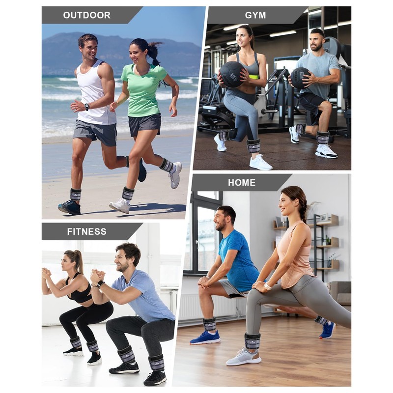 Adjustable Ankle Weights 1-20 LBS Pair with Removable Weight for