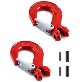 QWORK 5/16" Clevis Slip Hook with Latch, 2 Pack, 2470 lbs Load Limit, Grade 80 Drop Forged Alloy Steel