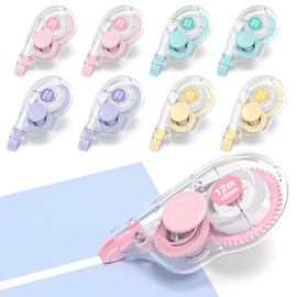 Four Candies White Correction Tape, 39.4 Feet, 8 Pack Easy to Use Applicator for Instant Corrections, Tear-Resistant, Smooth & Quick-Drying Tape for Office & School Supplies