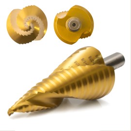 TOOLMAYS M35 Titanium Coated Step Drill Bits, 18 Size 3/16 to 1-1/4 Inches Step Drill Bits, 3/8 Inch Tri-Flatted Shank Step Drill Bits for Metal Aluminum Stainless Steel