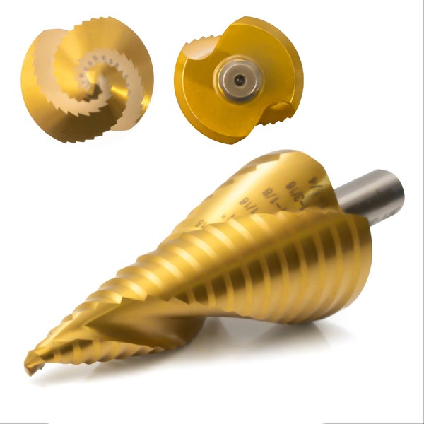 TOOLMAYS M35 Titanium Coated Step Drill Bits, 18 Size 3/16