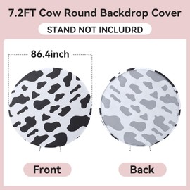 7.2FT(86.4inch) Cow Round Backdrop for Photography Circle Backdrop Cover for Wedding Birthday Bridal Shower Elastic Photo Studio Proposal Party Decor Banner Props