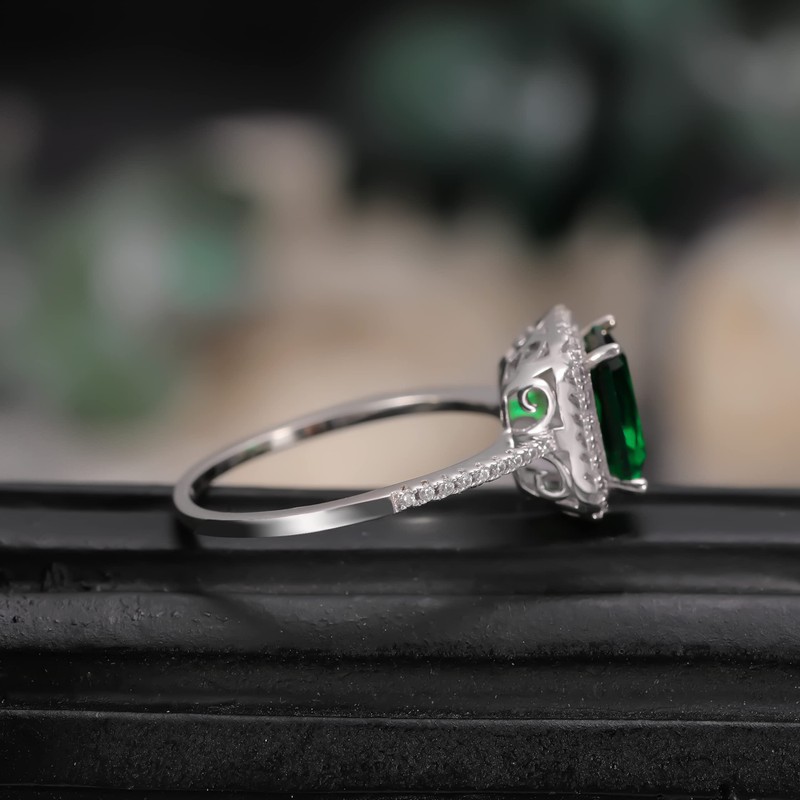 Bonlavie Women's 3.6ct Emerald Cut 8x6mm Green Emerald Solid 925